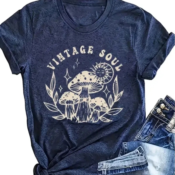 Tops - Vintage Soul Graphic Tee - Navy